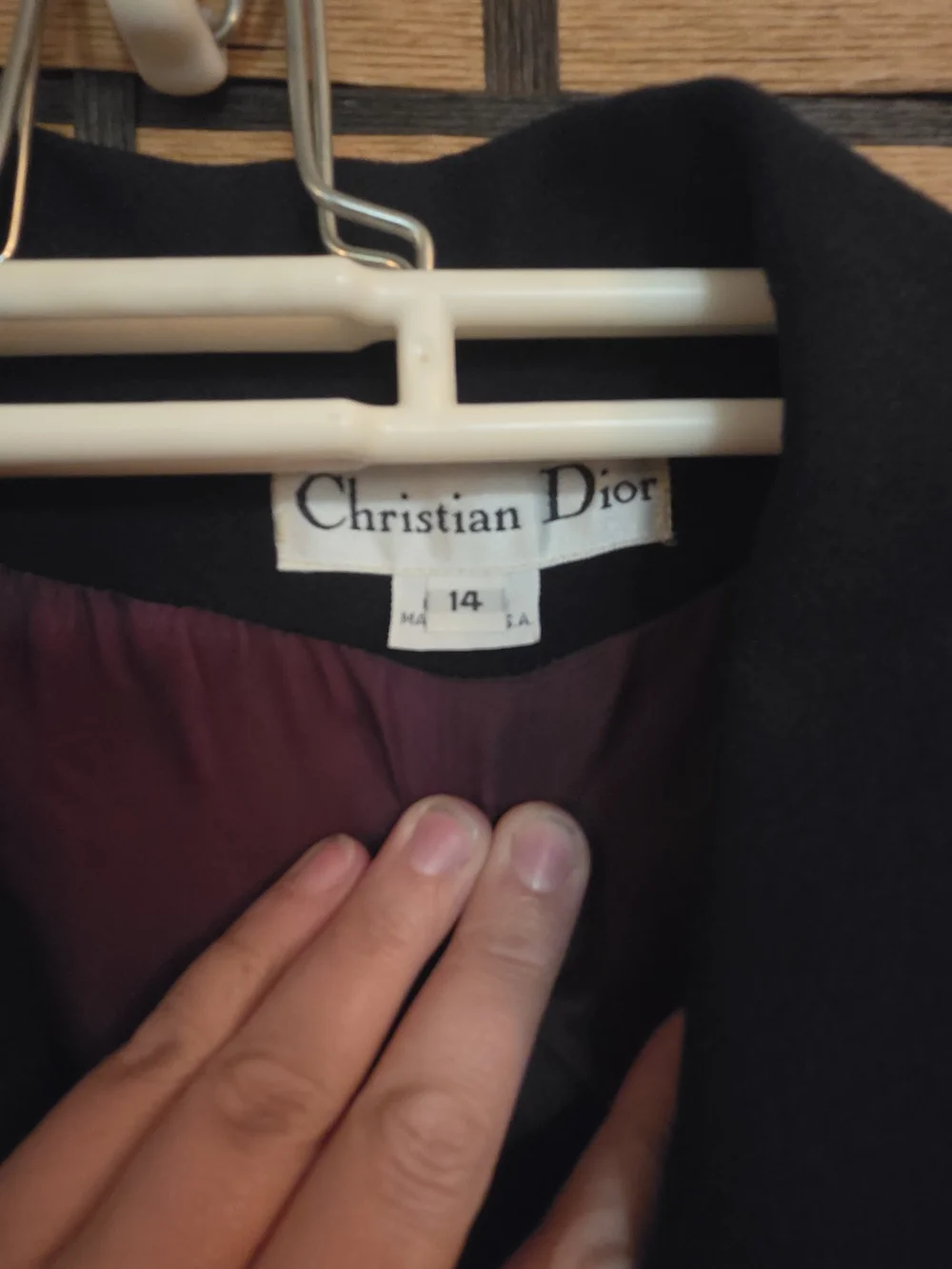 Vintage Christian Dior Boutique Paris Navy Wool Belted Blazer & Skirt Suit Set
